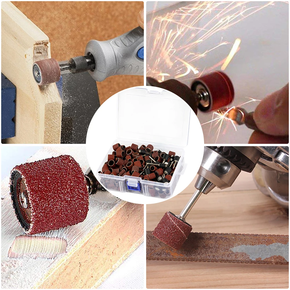 

384pcs Drum Sanding Kit 80# 120# 180# Nail Drill Bits Abrasive Tools Dremel Accessories Sandpaper Shank Rotary Tools