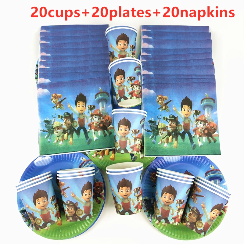 60 шт. Щенячий патруль тематическая детская посуда для вечеринки в честь Дня