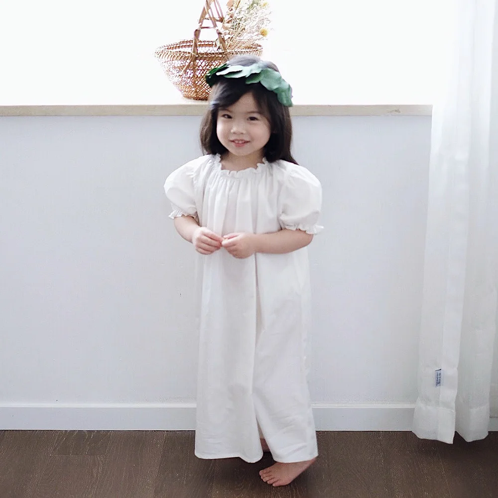 Kawaii/Детское платье в стиле Лолиты для девочек белая ночная рубашка принцессы с