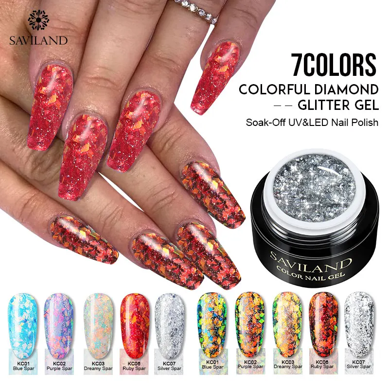 SAVILAND Алмазный гель голографический Супер Блестящий лак для ногтей Vernis