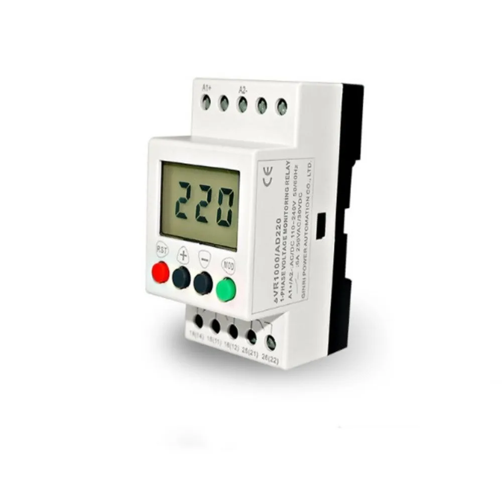 Однофазные реле контроля перенапряжения/пониженного напряжения SVR1000/AD220 LCD 110 ~ 240