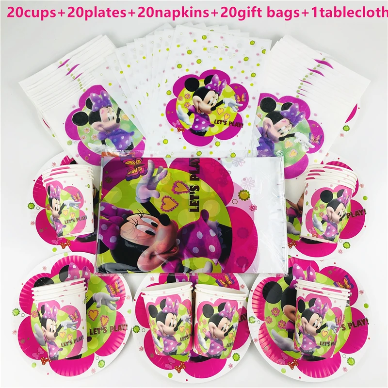 81 шт Дисней тема Минни Мауса одноразовая посуда дизайн дети день рождения