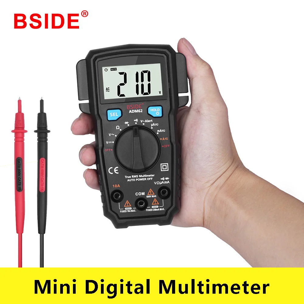 BSIDE ADM62 True RMS цифровой мультиметр Авто Диапазон DMM двойной слот TRMS Вольтметр