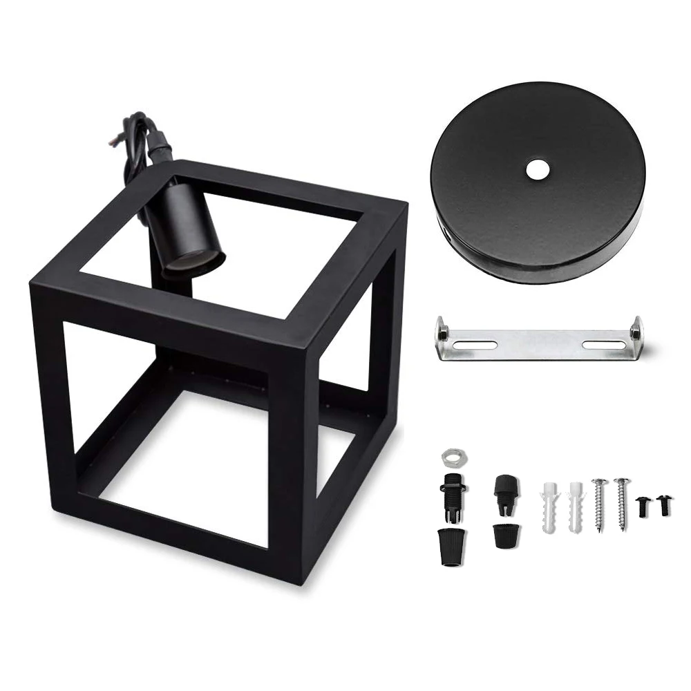 Современный квадратный подвесной светильник черно-белый железный для гостиной