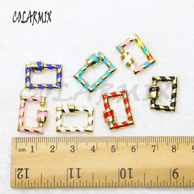 

10pcs mix colors bolt pendants Enamel colors rectangle screw clasp for layer necklace making fashion jewelry for women 50149