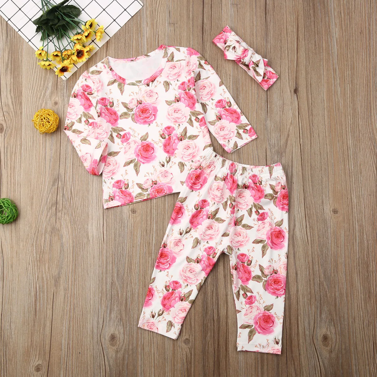 3 шт./комплект футболка и леггинсы для новорожденных девочек|Комплекты одежды