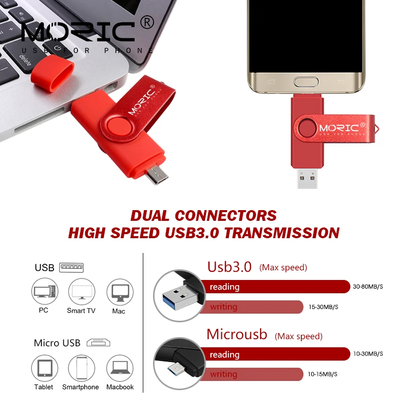 

Waterproof 2 in 1 OTG USB 3.0 Flash Drive 32GB 64GB 128GB flash memoria usb stick Full capacity pendrive high quantity U disk