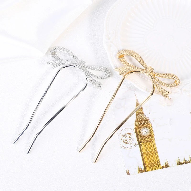 U-образные жемчужные заколки для волос в форме бабочки захваты простые вилки из
