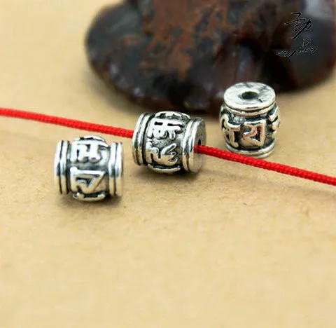 

50 PCS 7.3x8mm Metal Alloy Antique Silver Plated Barrel Beads DIY Buddha Beads Accessories For Jewelry Making