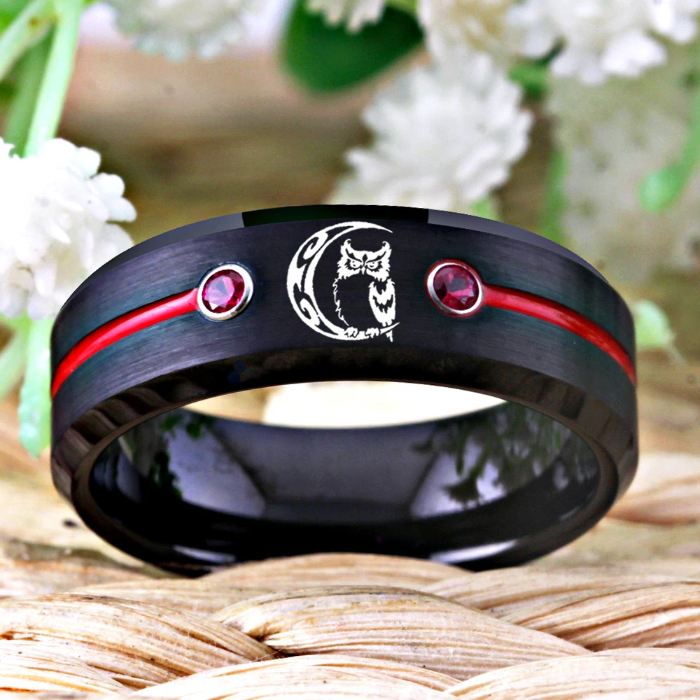 Вольфрамовая Сова с Луной кольца Юбилейные подарки кольцо Для Нее Обручальное