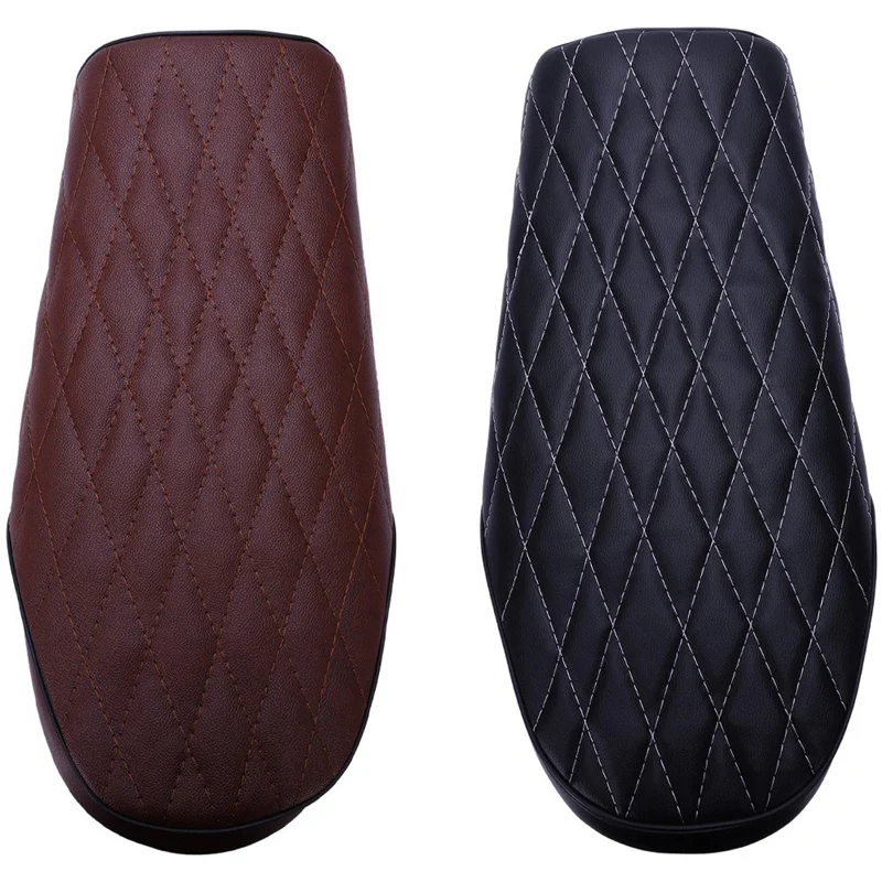 

2Pcs Motorcycle Diamond Vintage Cafe Racer Seat Retro Saddle - Black & Brown