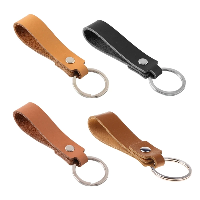 

POB Key Holder Handmade Genuine Leather Sliver Key Ring Lanyard Keychain Jewelry