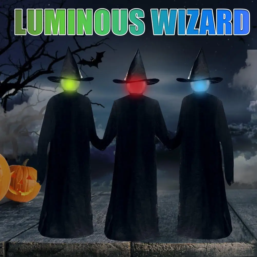 

Creative Halloween LED Glow Wizard Shape Statue Decor Horror Fabric Statue Model Halloween Party Holiday DIY Decoration