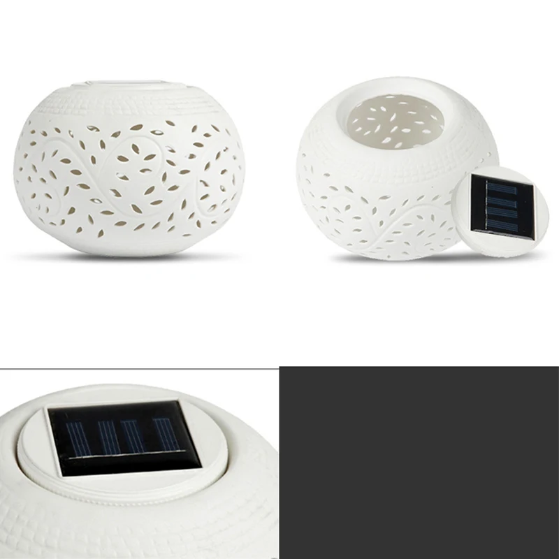 

Waterproof Outdoor Solar Lamp Led Light Colorful Hollow Out Ceramic Lamp Garden Lamp Table Lamp