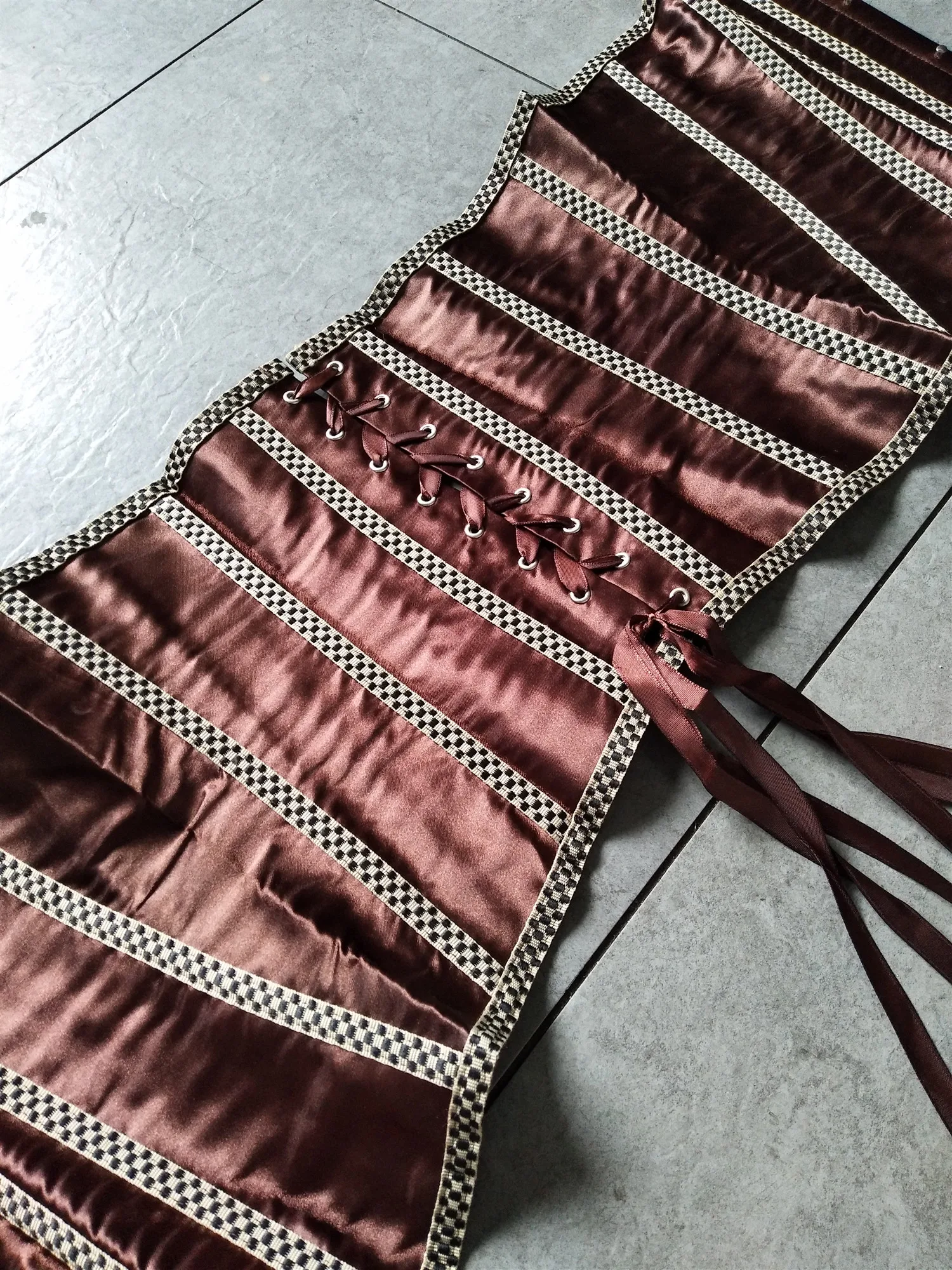 Корсет атласный Женский коричневый с косточками | Женская одежда