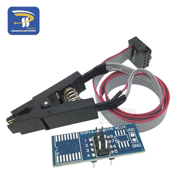 Зажим для тестирования SOIC8 SOP8 EEPROM 93CXX / 25CXX 24CXX адаптер + CH341A 24 25 серия Flash BIOS USB