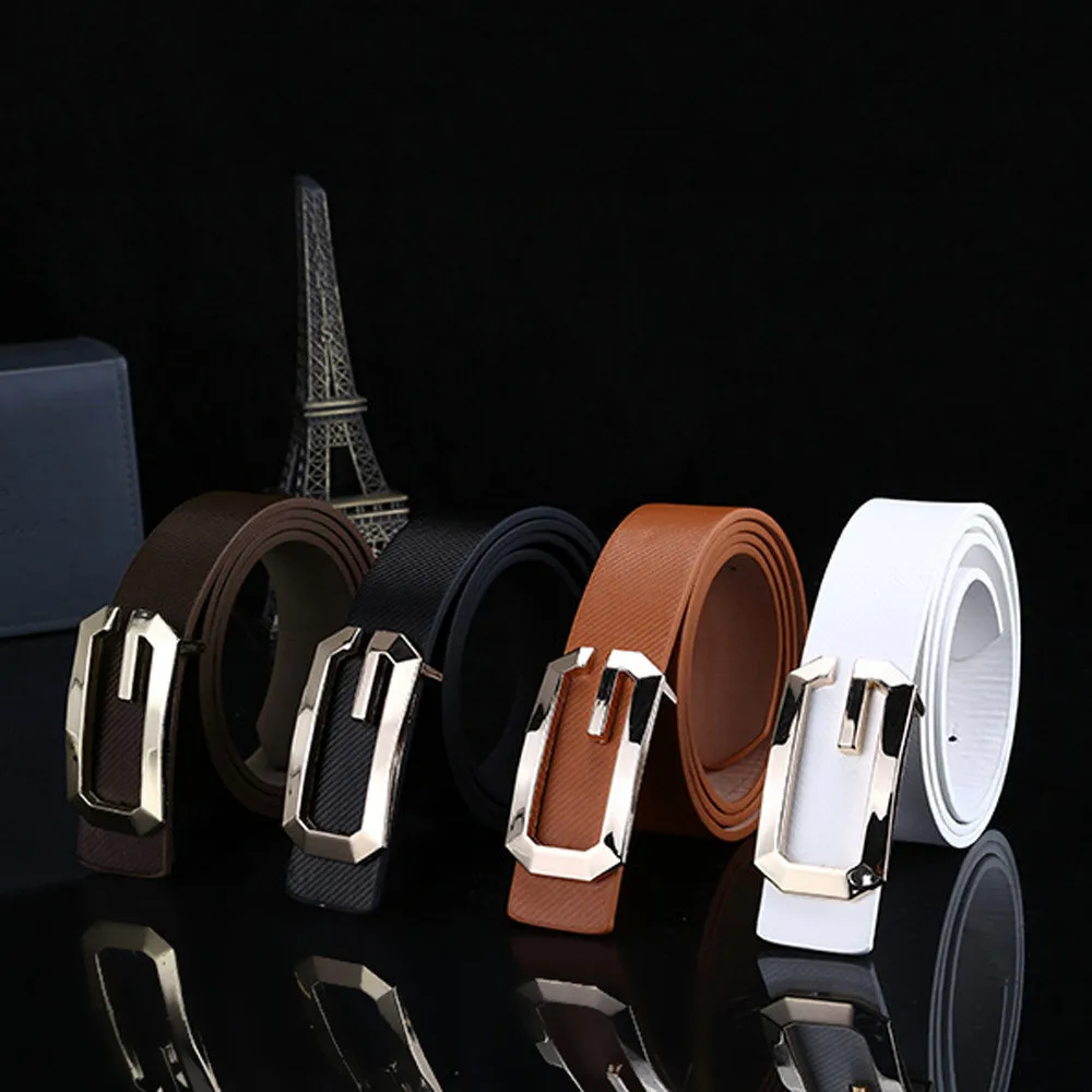 

men's belt cinturones para hombre fashion solid color Fashion Cool Casual PU Leather Thin Belt Skinny Slender Waistband Unisex#L