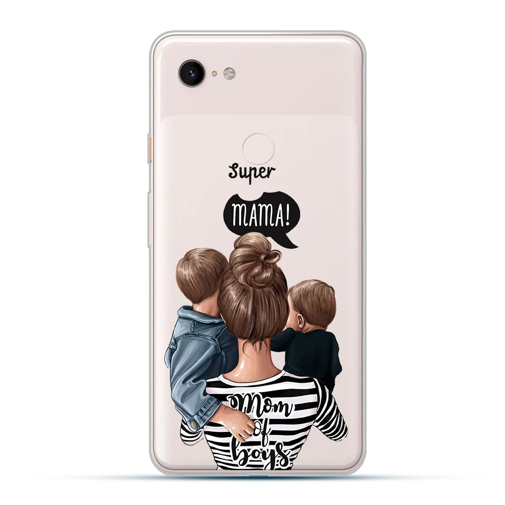

ciciber Super mom boy girl Case for Google Pixel 4 3 XL Soft Silicone TPU for Google Pixel 2 3a XL Funda Coque cute Love Cover