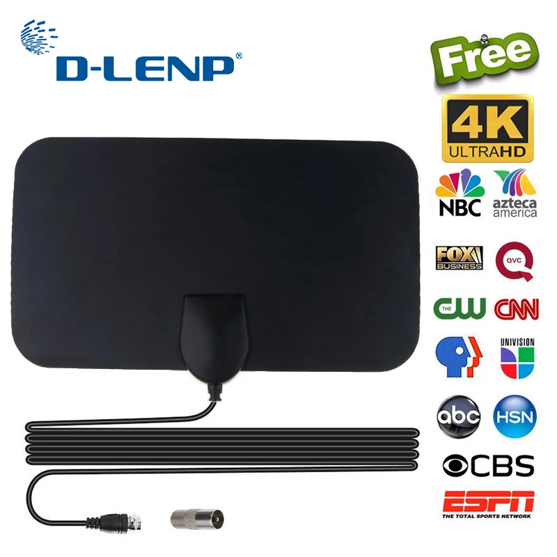 Dlenp с высоким коэффициентом усиления HD ТВ антенна 4K 25 дБ приставка dvb-t цифровой усилитель телеантенны активная Крытая антенна для расстояния 50 миль