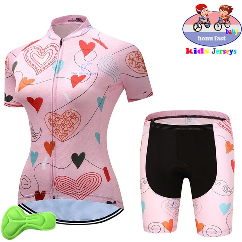 

2021 Children Cycling Jersey Short Sleeve Bike Wear Pink Cycling Clothes Kids Outdoor Sports Cycling Clothing MTB Ropa Ciclismo