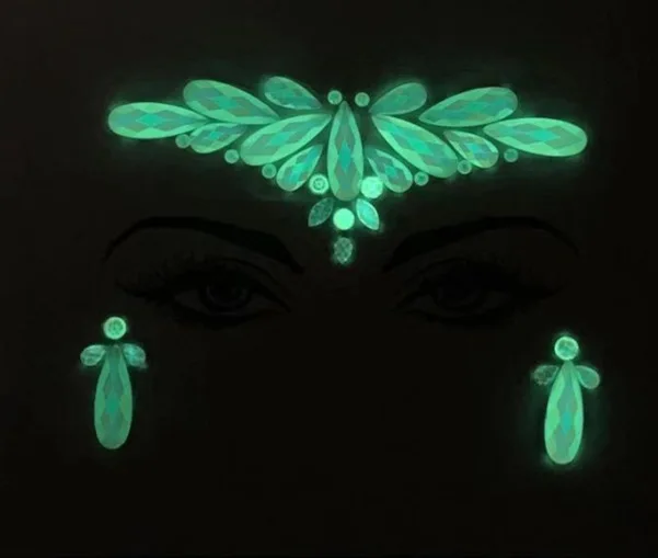 1 Luminous Glitter Calavera Мексиканская наклейка на лицо с кристаллами светящиеся наклейки на глаза с блестками временные наклейки на тату Украшения для тела музыкальный фестиваль вечерние тату - Цвет: 1 Luminous Glitter
