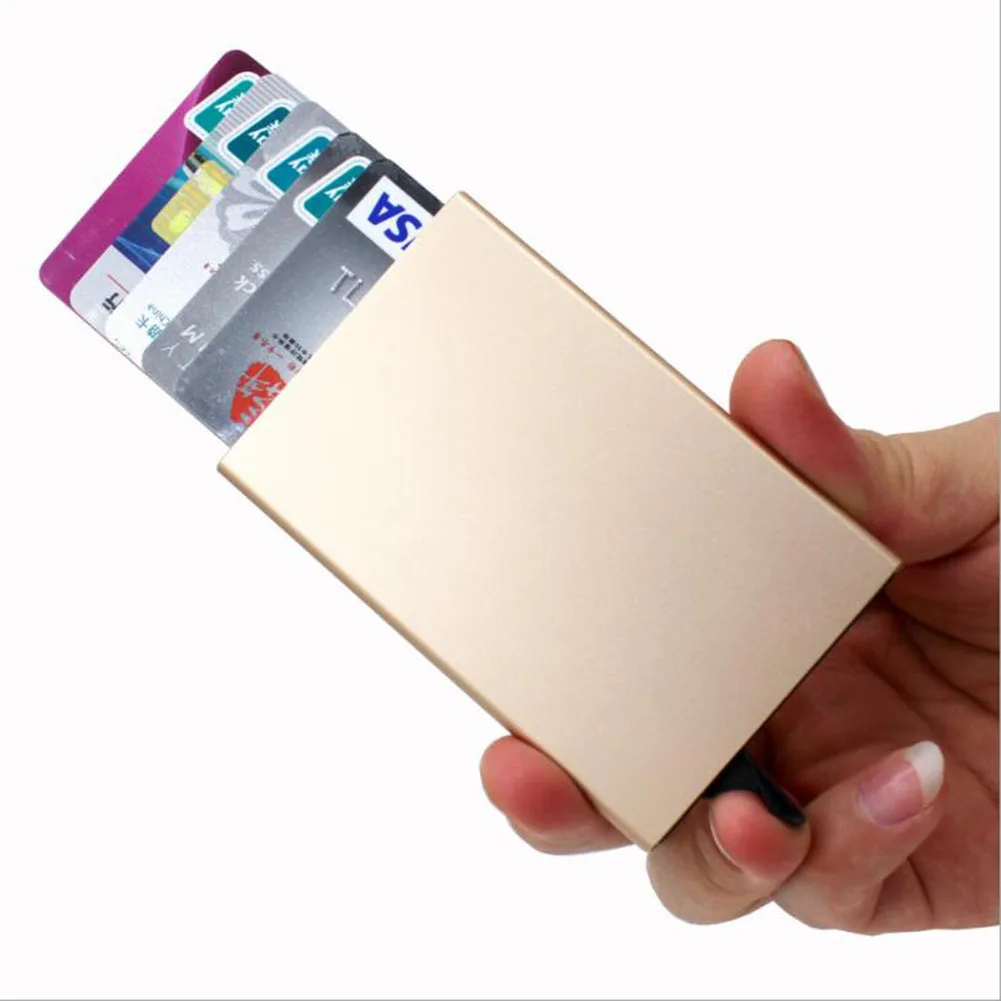 

1PCS Aluminum Bankcard Blocking Hard Case Wallet Credit Card Anti-RFID Scanning Protect Card Holder Dropshipping Aluminum Wallet