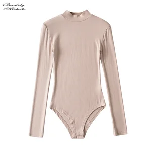 Женское трикотажное боди BRADELY MICHELLE, Повседневное трикотажное боди с длинным рукавом и высоким воротником, уличная одежда, топы, весна-осень