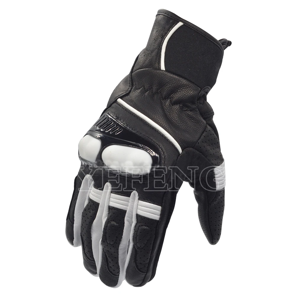 

Motorcycle Leather Gloves Hyperions Short Black Neon Red