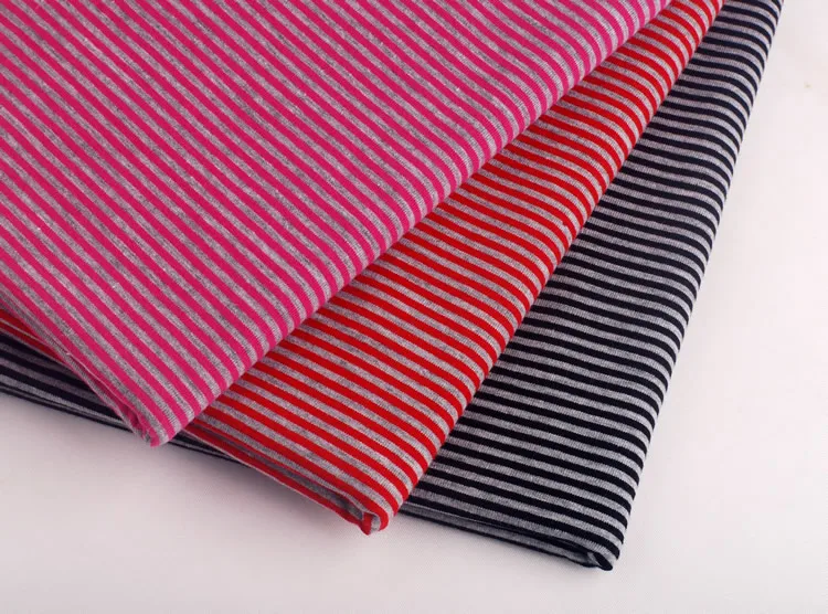 Ткань для одежды сделай сам 2 мм серая цветная полоска 100% хлопок вязание