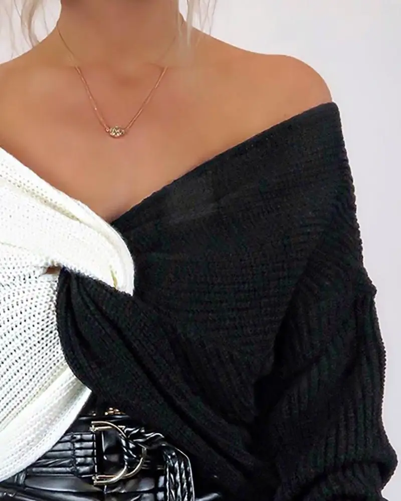 Colorblock Crisscross Design Crop Sweater | Женская одежда
