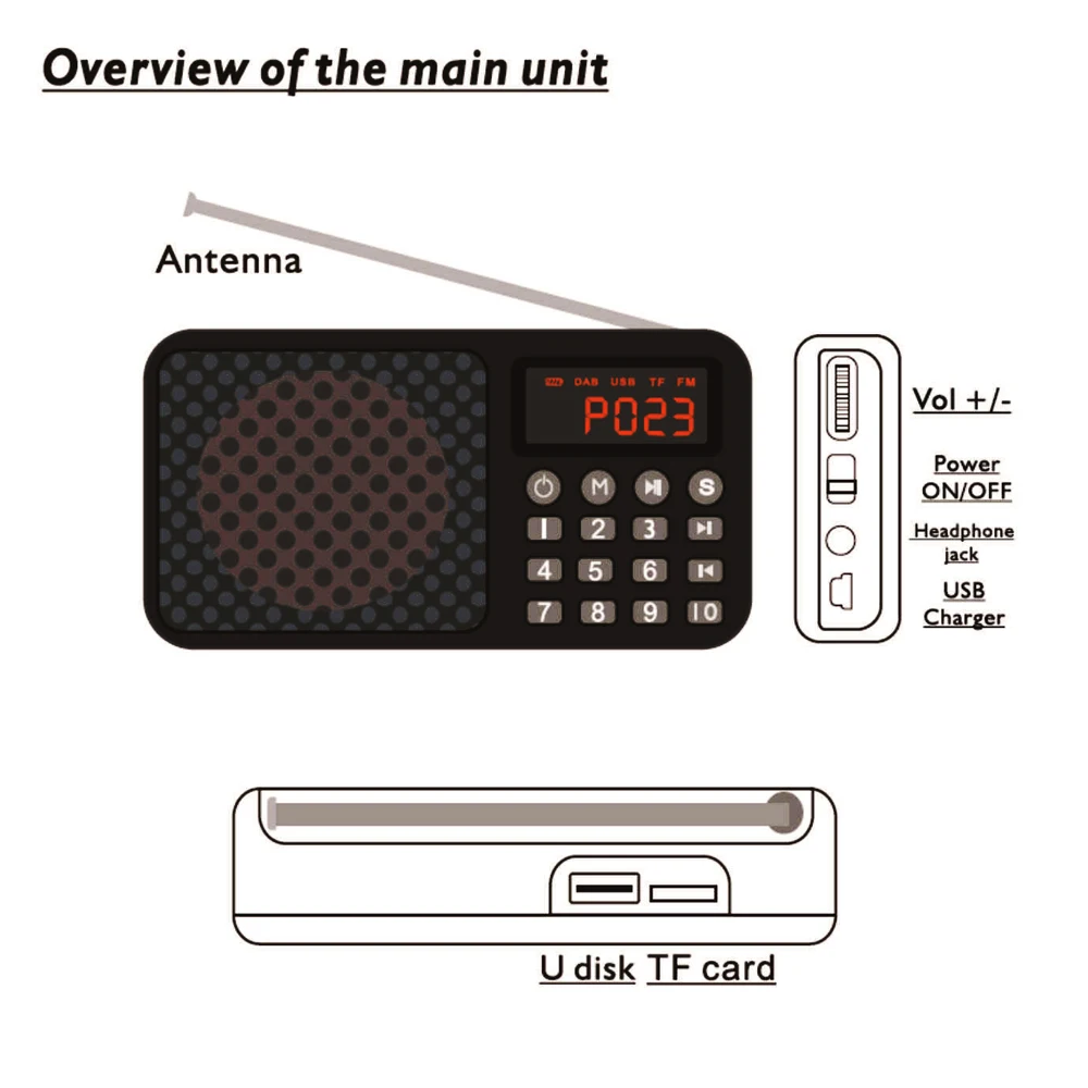Мини портативный радио DAB цифровой стерео динамик беспроводной BT MP3 плеер FM |
