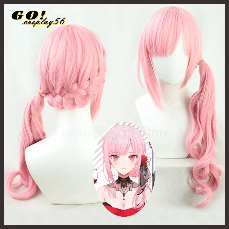 

Vtuber Mori Calliope Cosplay Wig Hololive Girls Mori-sama Calli YouTuber Braided Pink Long Curly Synthetic Hair