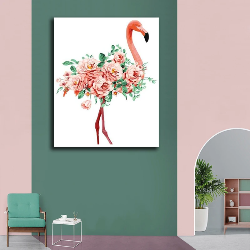 DIY Рисование по номерам с наборами животных фламинго декоративные вешается на