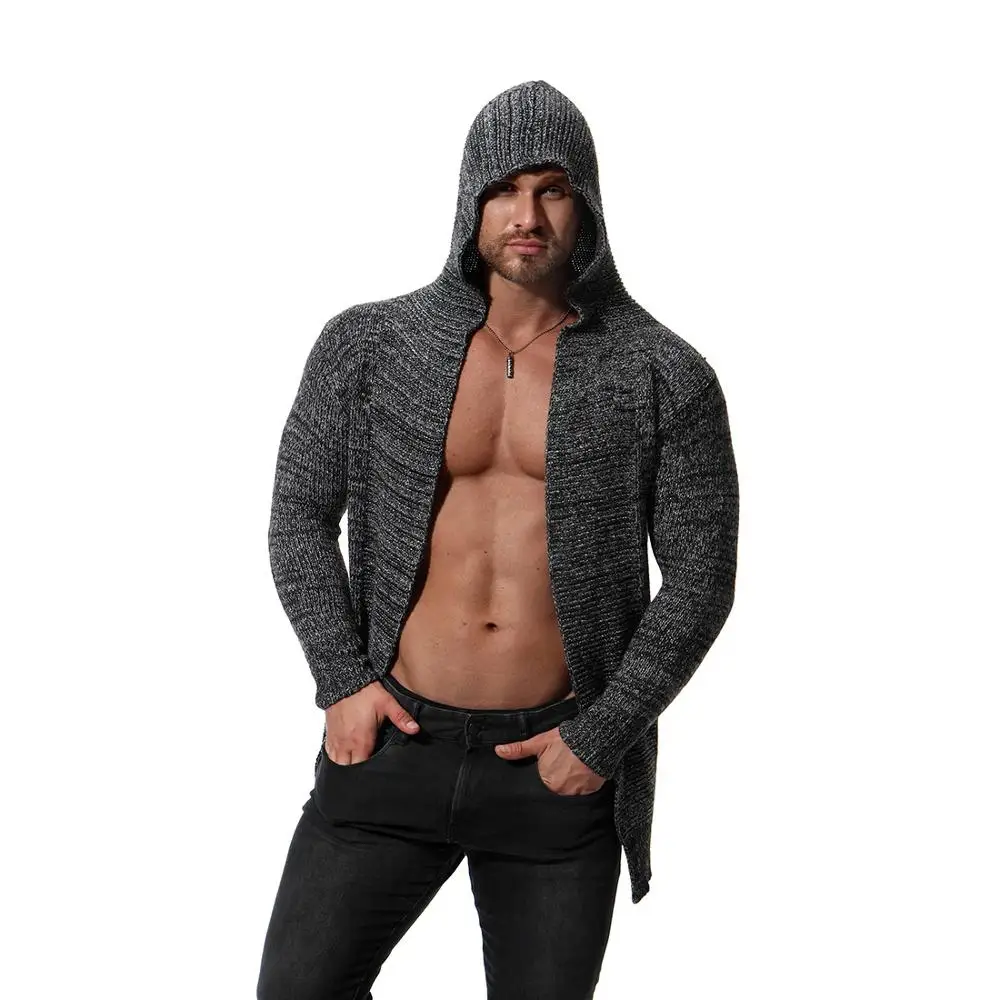 Мужской Однотонный свитер с высоким воротником теплый повседневный вязаный