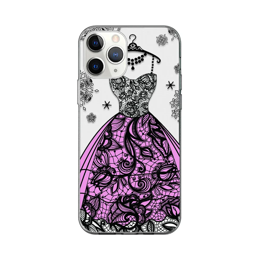 

Lace Skirt Cheongsam Case For iPhone 12 11 Pro Max Back for iPhone 12 X XR XS MAX 7 8 6 6S Plus 5S SE 2020 Soft TPU Phone Fundas