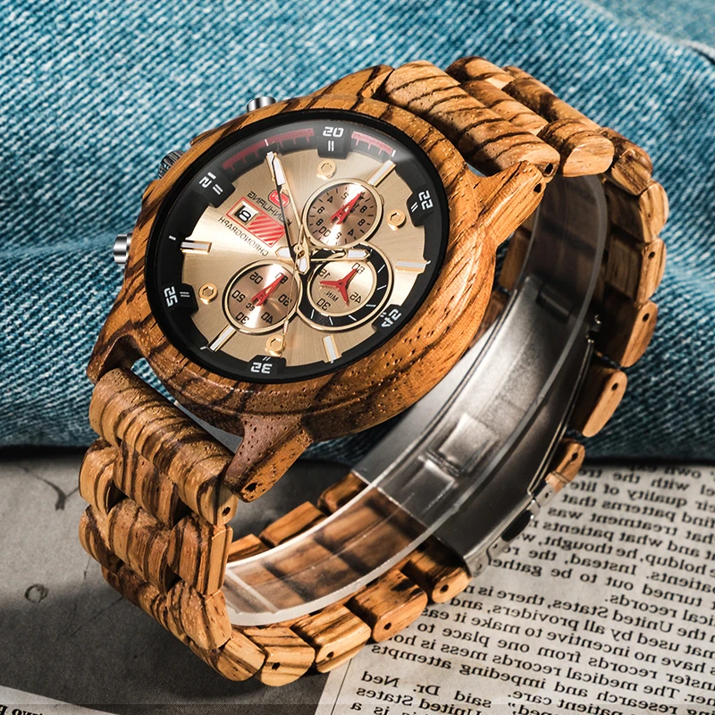 Деревянные часы ручной работы мужские повседневные спортивные роскошные