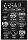Металлическая вывеска ретро ткань кофейное меню Плакат Украшение кафе семейный бар ресторан ретро 12x8 дюймов жестяная вывеска