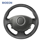 Ручная швейная черная искусственная кожа ПУ с запахом Чехлы рулевого колеса автомобиля для Renault Megane 2 Scenic 2 Grand Scenic Kangoo 2