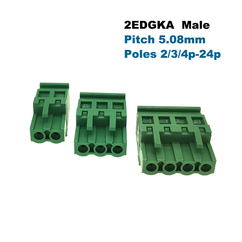 50 шт. штепсельный винтовой Клеммник PCB шаг разъема 5 08 мм 2EDGK/KA штекер 2/3/4/5/6/7/8/9/10P