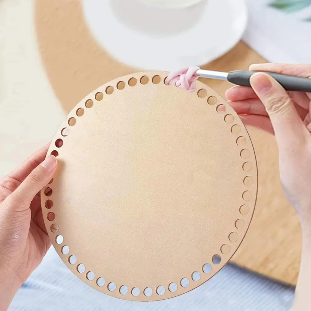 

2pcs/set Natural Wooden Basket Bottom Crochet Basket Base For Diy Craft Basket Weaving Supplies Making Home Decoration C9l5