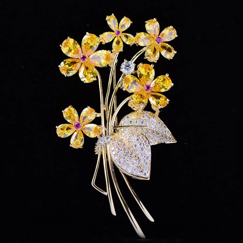 Старинные цветок из горного хрусталя брошь для мужчин костюм эмалированная