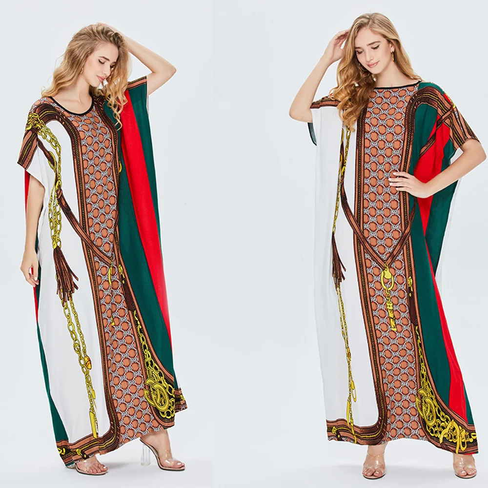 Модный женский свободный халат в мусульманском стиле, женское платье Ближнего Востока, цельное платье, Женский мусульманский комплект