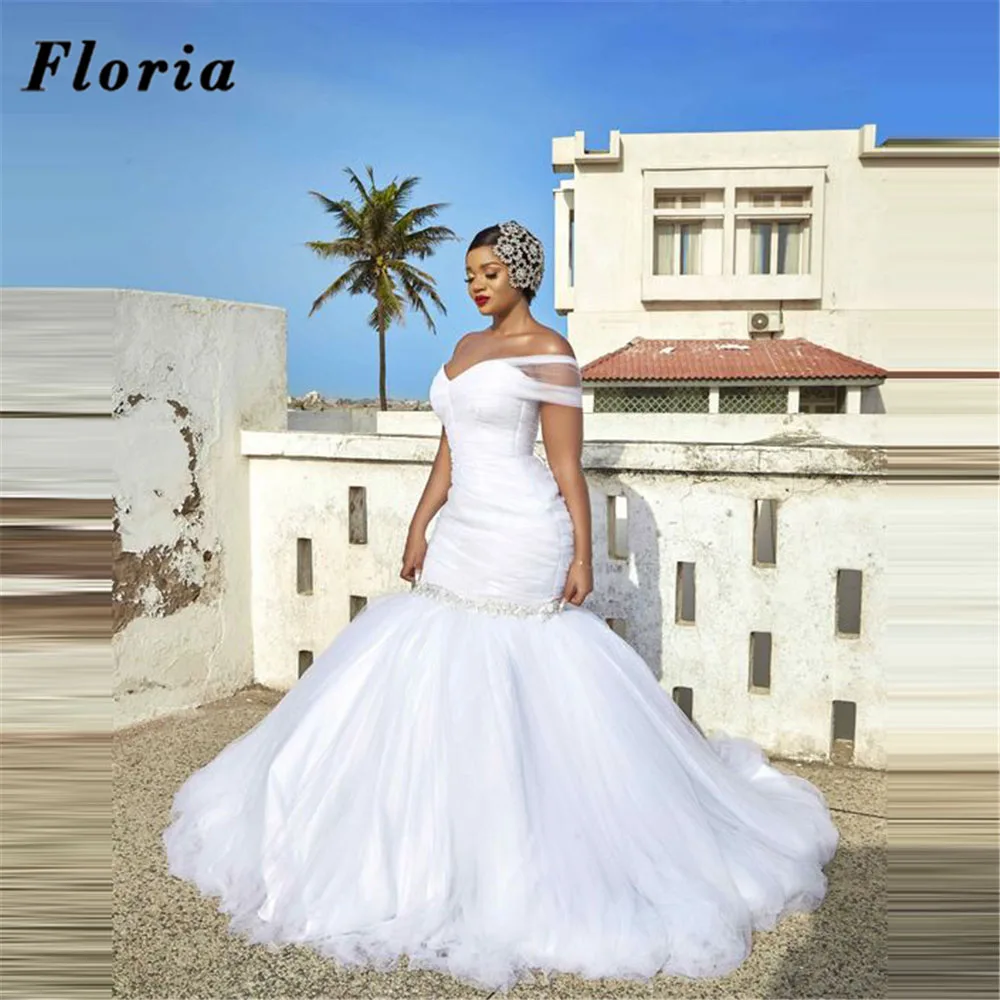 

Luxury Long Wedding Dresses Custom Made 2021 Saudi Arabia Mermaid Plus Size Beading One Shoulder African Dubai Bridal Gown Bride