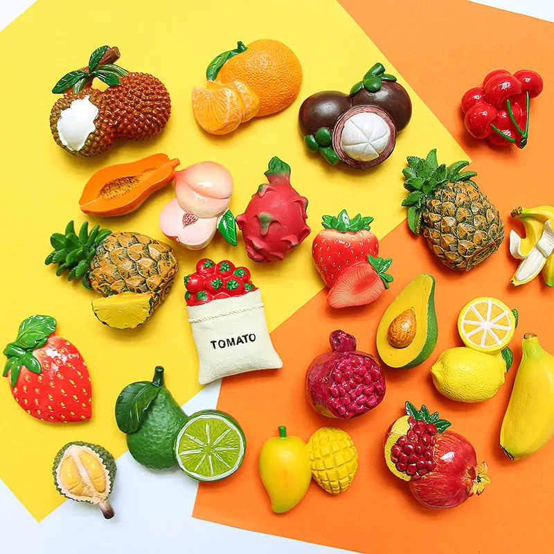 

3D bionic food refrigerator paste fruit model magnets home decoration banana pineapple lemon strawberry fridge magnets magnetic