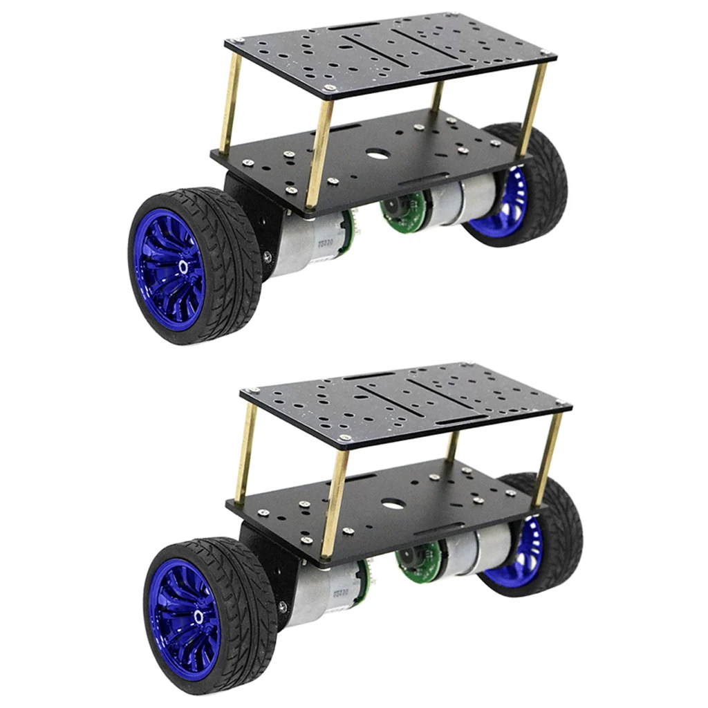 

2xдвухслойные 2 Вт робот шасси автомобиля DIY наборы умный двигатель синий