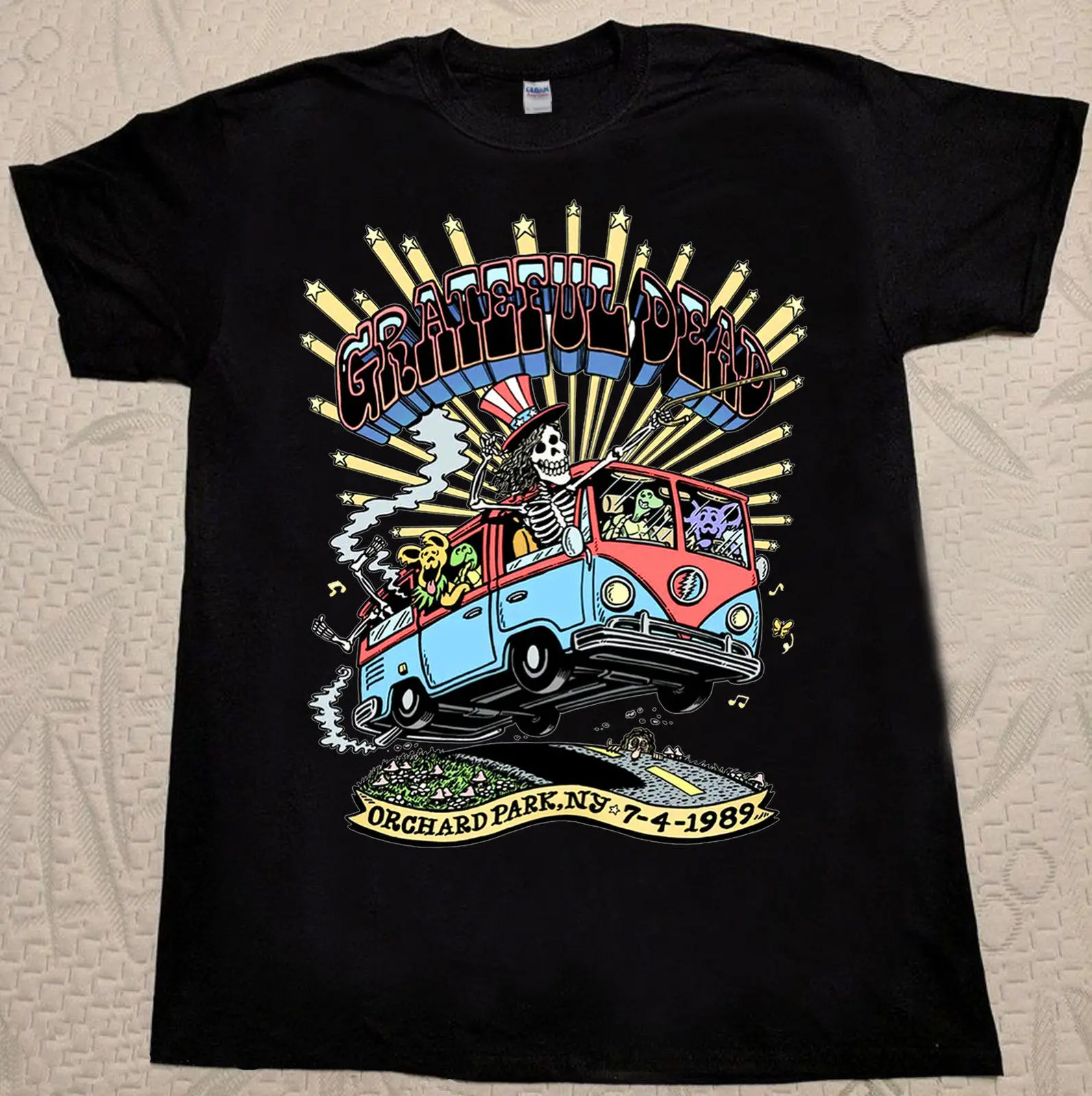

Vintage 1989 Grateful Dead Orchard Park Ny Tour T-Shirt Reprint T Shirt Printing 100% Cotton Classic Tee 2019 Hot Tees