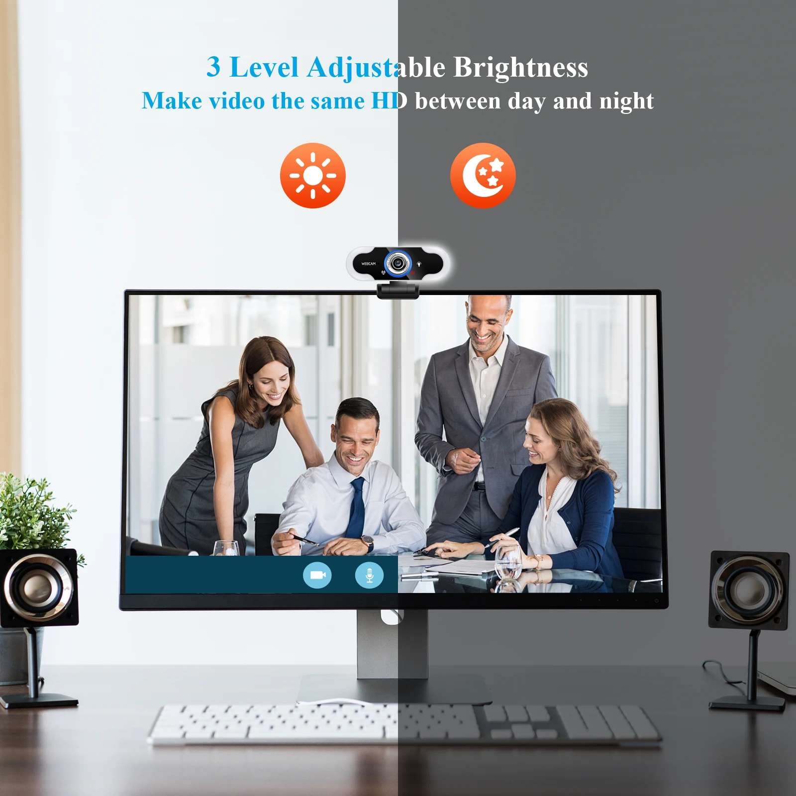 

B10 Full HD LED 1080P Webcam USB Auto Focus 3-level Brightness Adjustment Touch Control Webcam Built-in Microphone with Tripod