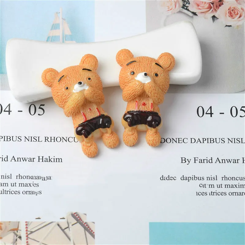 10 шт./пакет смолы Носки с рисунком медведя из мультика украшения слизи комплект