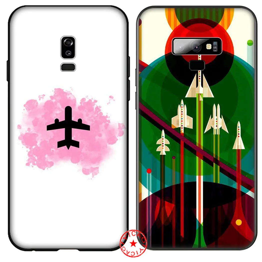 Черный мягкий силиконовый чехол с мультяшным самолетом для samsung Galaxy A70S A20E A2 J4 J6 Core