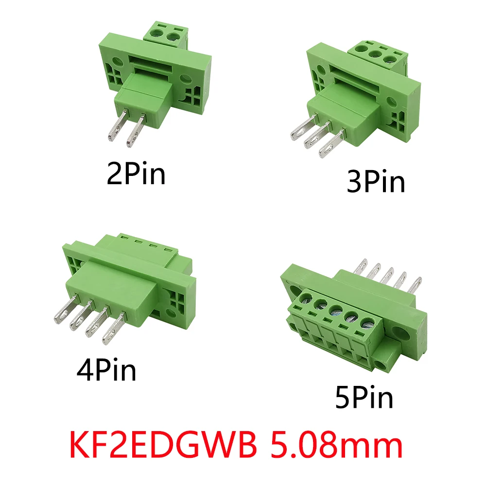 

2/5 пар KF2EDGWB 5,08 мм 2/3/4/5 контактов, прямая игла, настенная Клеммная колодка, PCB винтовой разъем, штепсельная вилка